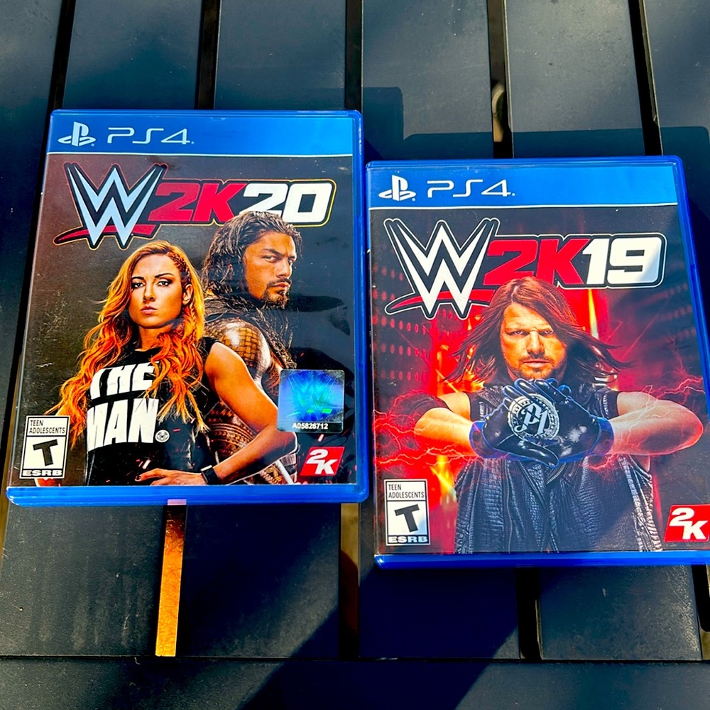 PS4 W2K 19 & W2K 20 video games. Wrestling PlayStation cd game